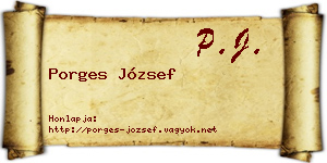 Porges József névjegykártya